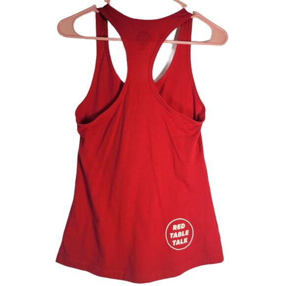 Red Table Talk Racerback Athleisure Workout Casual Comfy Tank Top Red White Sz S - Picture 3 of 6
